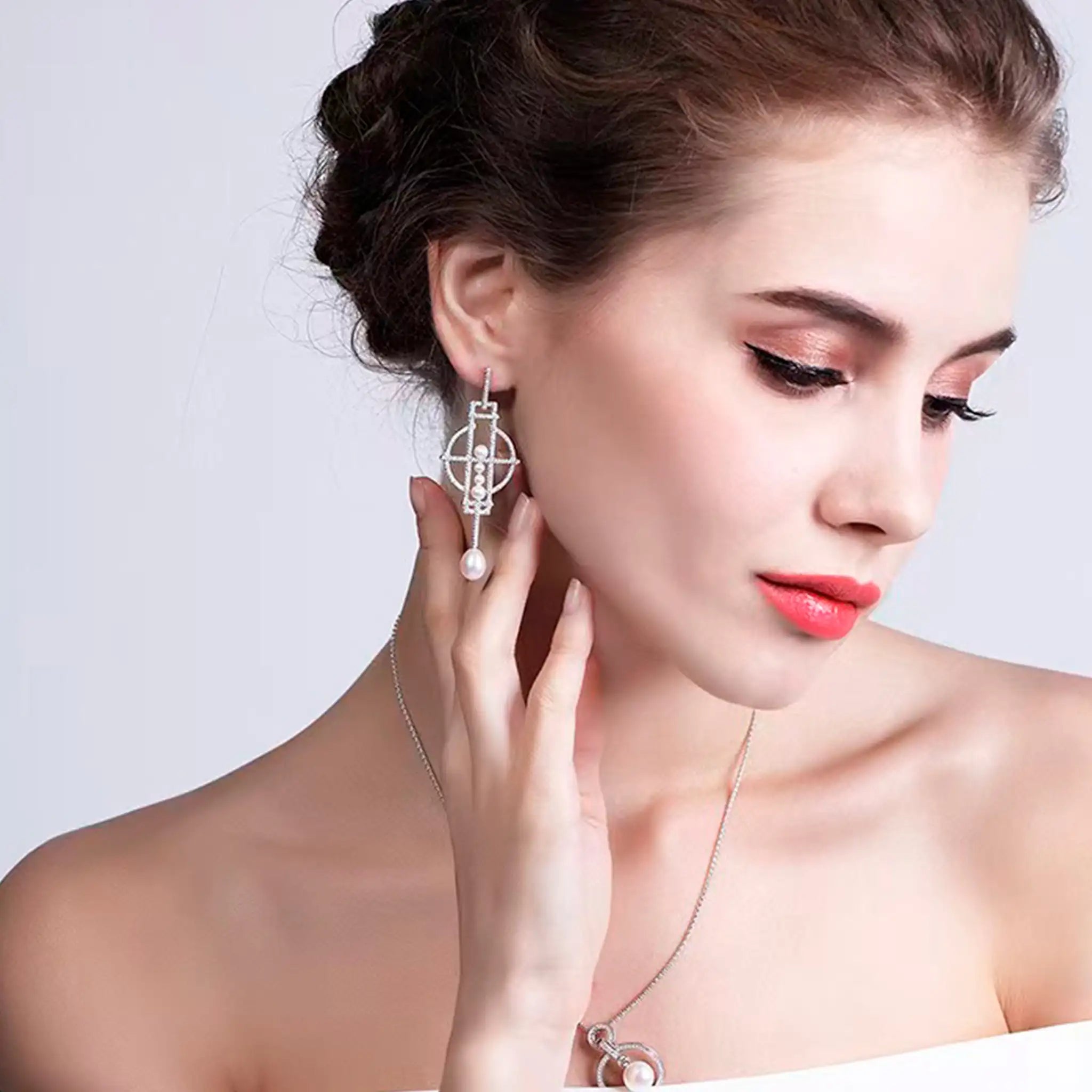 Perla Geometria - édesvízi gyöngy fülbevaló