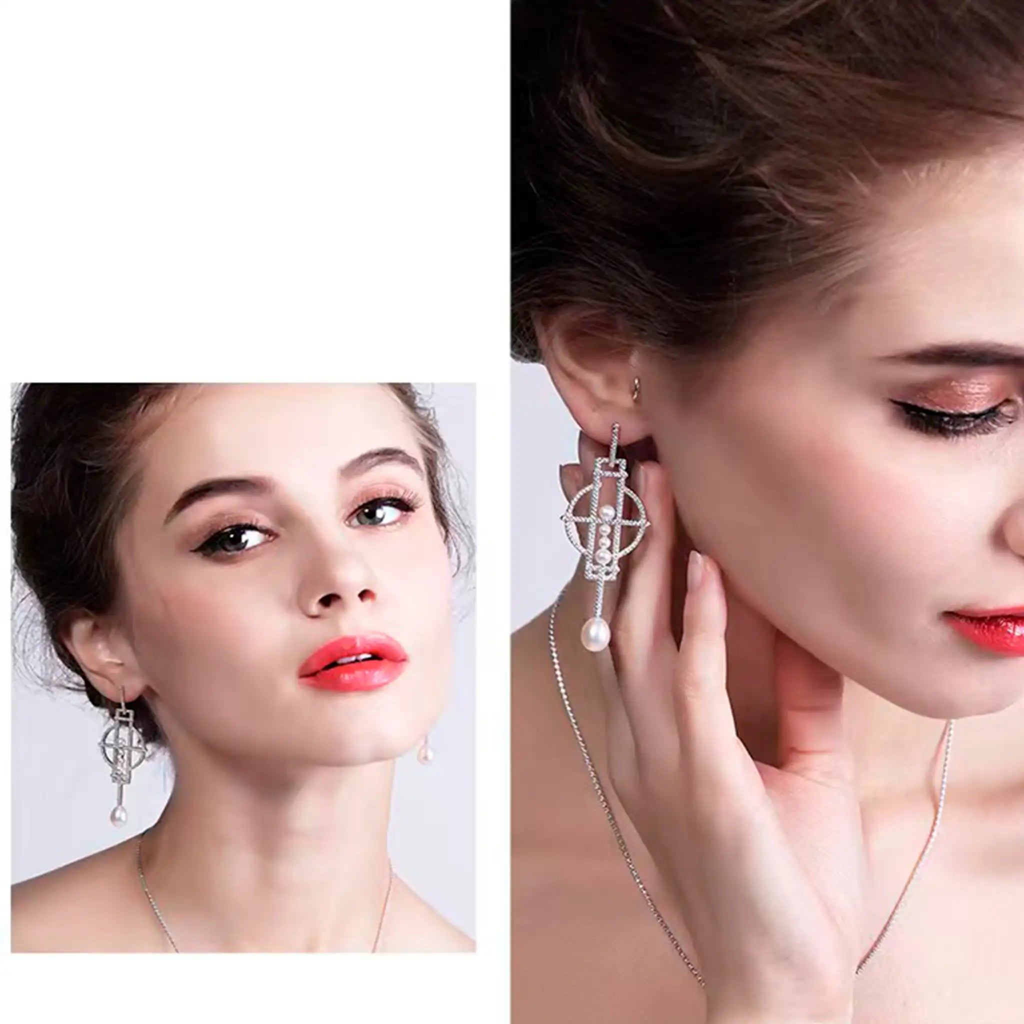 Perla Geometria - édesvízi gyöngy fülbevaló