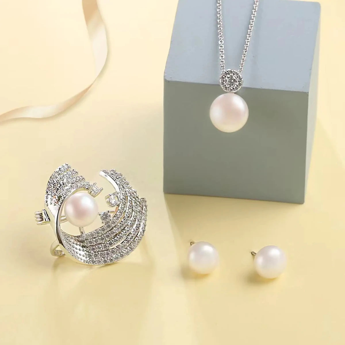 Stellar Elegance - édesvízi gyöngy ékszerszett - Lustra Bella - Gyöngy ékszer szettek